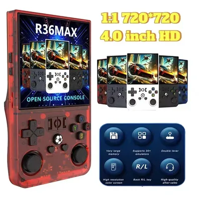 R36MAX Retro Handheld-Spielekonsole Linux-System 4,0-Zoll-IPS-Bildschirm Tragbarer Image