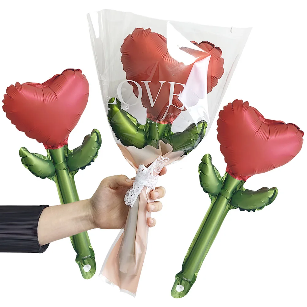 Mini-Rosenballon, herzförmiger Blumenballon, Hochzeitstag, Liebe, Geständnis, Valentinstag, Dekoration, Zubehör, Geschenk für Mädchen Image
