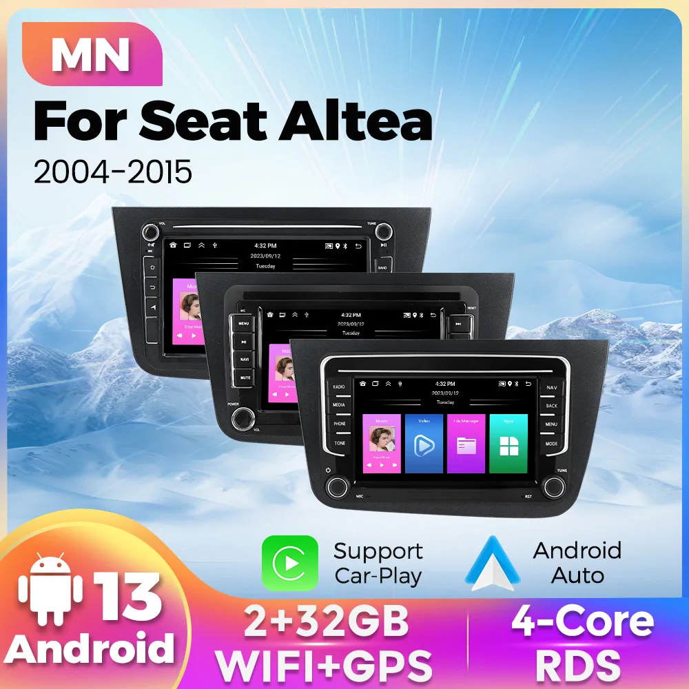 Android 13 os Autoradio Stereo für Sitz altea 2004-2015 toledo 2004-2009 Multimedia-Player GPS drahtlose Auto spielen Auto dsp bt Auto GPS Multimedia Radio, 8-Kern DSP ohne DVD Player, 2Din Stereo