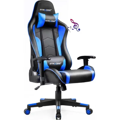 Gaming Chair W/ Speakers Bluetooth Music Video Game Chair Audio Ergonomic Design Heavy Duty Office