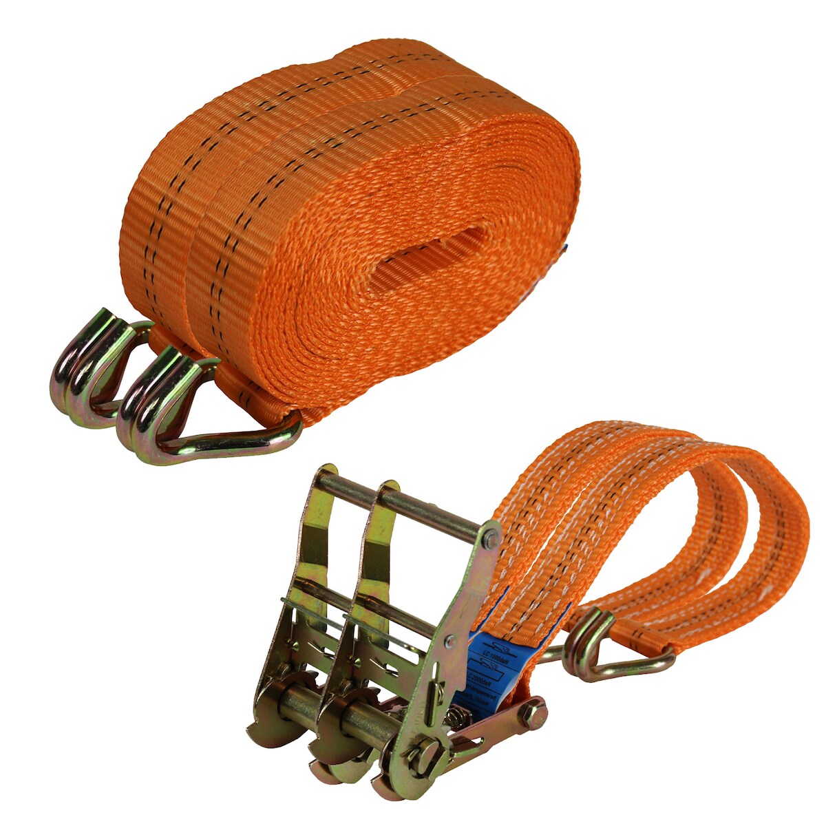 Baumarktplus 2x Profi Ratschen Spanngurt Spanngurte Zurrgurt 2-tlg 6m 2t 2to 2000kg TÜV/GS ORANGE Image