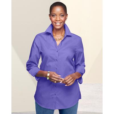 Draper's & Damon's Women's Foxcroft Wrinkle-Free Solid Long Sleeve Tunic - Purple - 12 - Misses