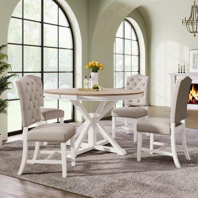 Luxurious 5-Piece Extendable Dining Table Set with Table and 4 Upholstered Chairs