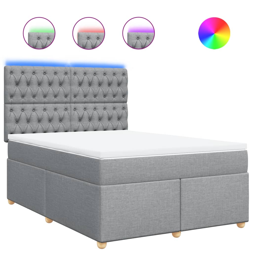 vidaXL Boxspringbett mit Matratze Hellgrau 160x200 cm Stoff Image
