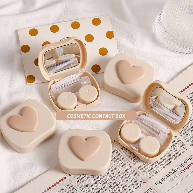 Étui à lentilles de contact mignon 5 en 1, étuis à lentilles de contact quotidiens pour l