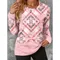 T-shirt a maniche lunghe girocollo con stampa 3D retrò a blocchi di colore Abbigliamento da donna Abbigliamento casual Harajuku Abbigliamento femminile Pullover