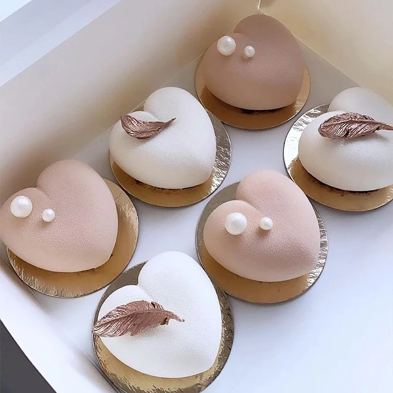 Silikon-Gebäckformen für Schokolade, 3D-Herzform, Mousse, Kuchen, Dessert, Backform, Mini-Muffin, Gelee, Fondant, Backformen Image