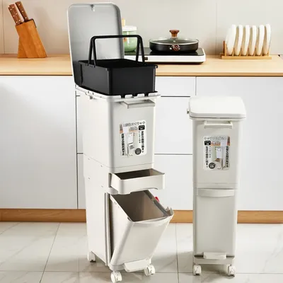 Müllklassifizierung 29/32L 2/3 Schichten Kunststoff-Mülleimer Home Kitchen Müllklassifizierungsdose