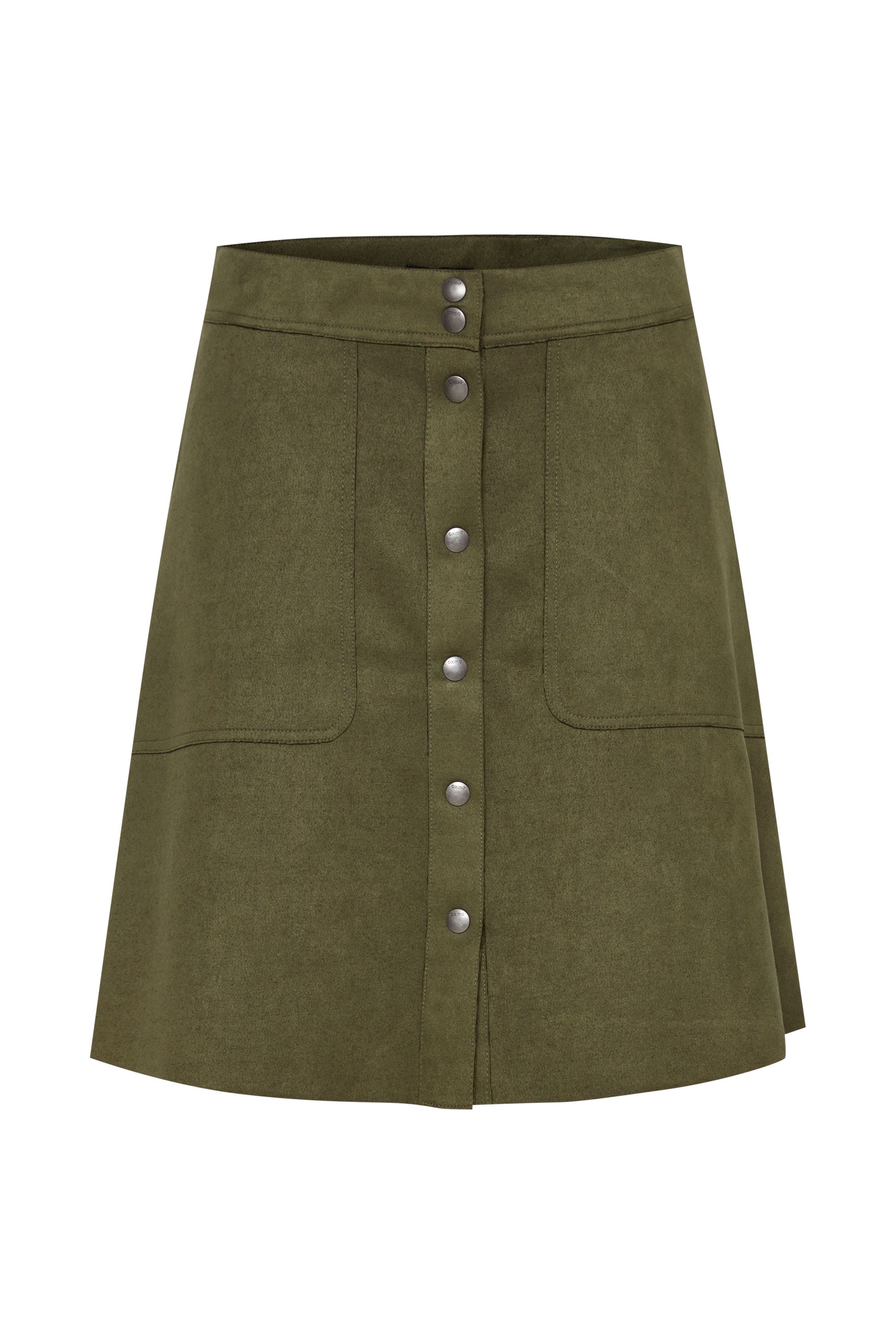 A-Linien-Rock OXMO "A-Linien-Rock OXJune", Damen, Gr. 42, grün (olive night), Obermaterial: 95% Polyester PES. 5% Elasthan EL., Röcke A-Linien-Rock