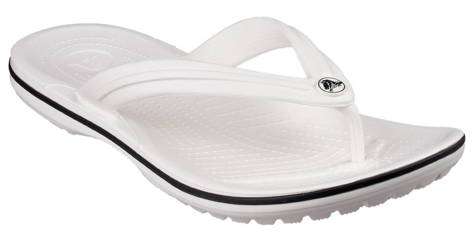 Crocs Mens Unisex Crocband Flip Flops White - Size UK 7 | Crocs Sale | Discount Designer Brands