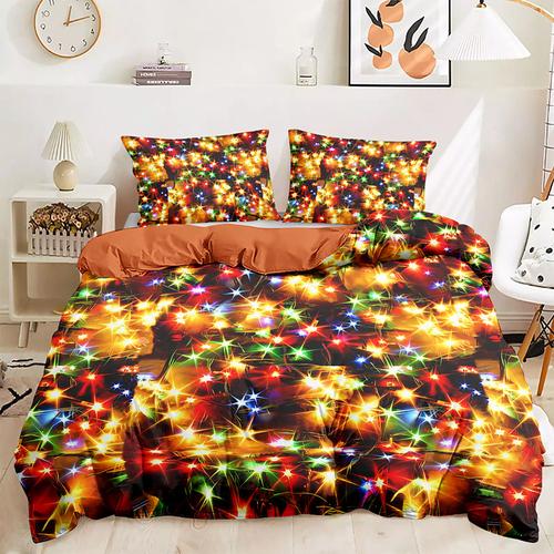 New Year Colorful Duvet Cover Set 100% Cotton, Soft and Breathable Fabric, Vibrant and Festive Design, Includes Duvet Cover and Pillowcases, Hypoallergenic and Skin-Friendly, Machine Washable, Durable