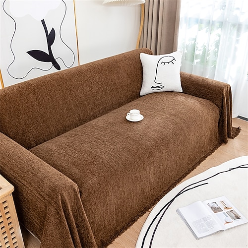 Hochwertiges Chenille-Sofatuch. Weicher und plüschiger Stoff. Perfekt zum Schutz von Sofas vor Schmutz und Flecken. Strapazierfähig und komfortabel. Ideal für den täglichen Gebrauch. Einfach Image