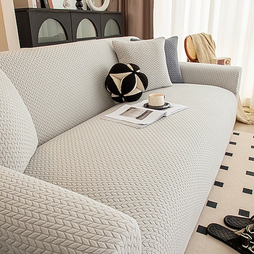 Sofabezug mit hoher Elastizität weicher und dehnbarer Stoff passt perfekt auf die meisten Sofas strapazierfähiger und bequemer Schonbezug schützt Möbel vor Flecken und Beschädigungen einfach Image