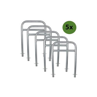 Baumarktplus 5 x Fahrradanlehnbügel 78 x 115 cm Stahl feuerverzinkt Ø 60 mm grau Einbetonieren Fahrradständer Parker Typ H Image