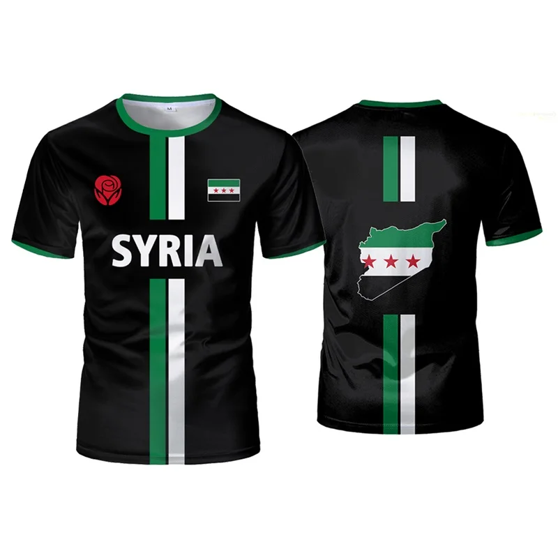 New In Syria Flag Football Jersey Shirt Men's Short Sleeve Sports Syrian T-shirts Tops Unisex Casual Mens T-shirts Streetwear