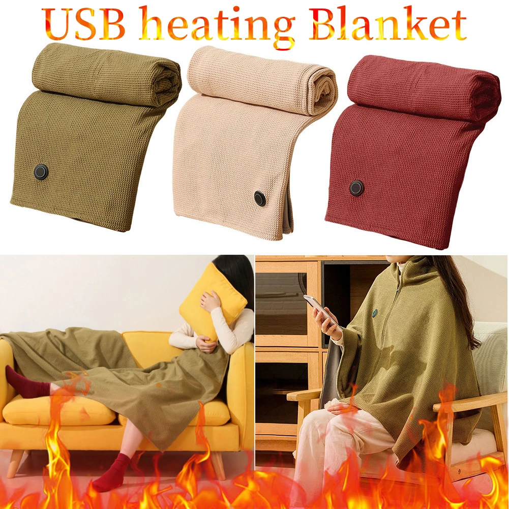 Elektrische USB-Heizdecke, 3 Heizstufen, Fleece-Heizdecke, tragbare Heizdecke, Umhang für Haushalt und Büro Image