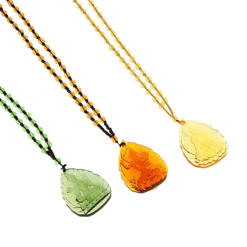 Grüne Tara-Halskette für Männer und Frauen, langer Manjushri-Anhänger, Amitabha-Anhänger, Geschenk Image