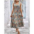 Femme Robe mi-longue Robe casual Robes bohème chic Robe Débardeur Bohême mode Décontractées Vacances du quotidien Plage Ample Graphic Sans Manches Col V Noir Bleu Eté Printemps