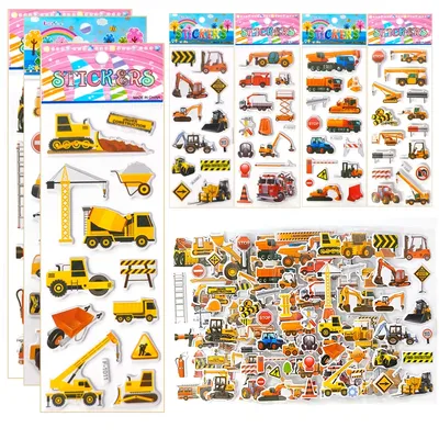 5/10 Blatt 3D Puffy Fahrzeugaufkleber Scrapbook Dekoration Bulk Belohnungsaufkleber Geburtstag Weihnachten Neujahr Geschenk Mädchen Junge XGC ZYF Image