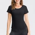 Per donna Girocollo Top yoga Maglietta / maglietta Supporto leggero Autunno Sportivo Tinta unica Nero Bianco Yoga Fitness Allenamento in palestra Maglietta Felpa Superiore Manica corta Sport