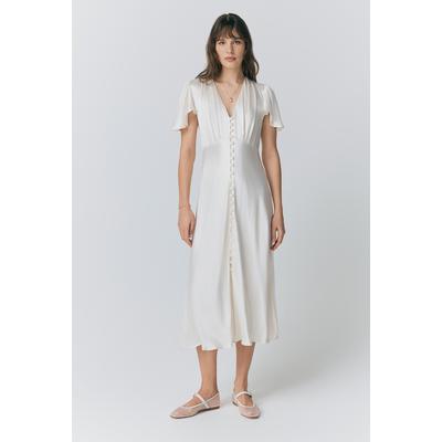 Ghost Grace Satin Button V-Neck Dress