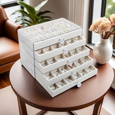 TEMU New Luxury Necklace Storage Box With Large Capacity Drawer For Pearl Necklaces, Dust-proof Desktop Organizer For Bracelets And Beaded Jewelry - Multipurpose Christmas Gift, Jewelry Boxes Image