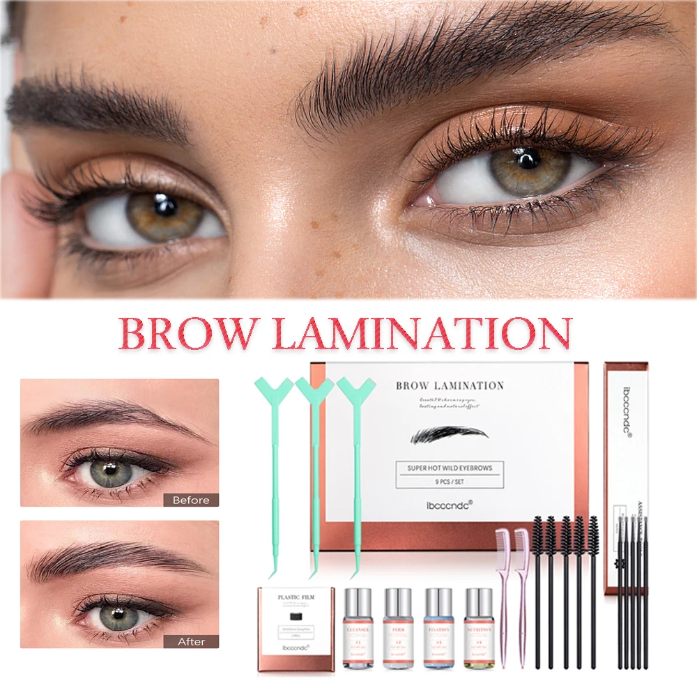 Hot Brow Lift Perming Sopracciglio Lifting Kit di laminazione delle sopracciglia con pellicola trasparente Nutrizione Lozione permanente alla cheratina per uso domestico Kit