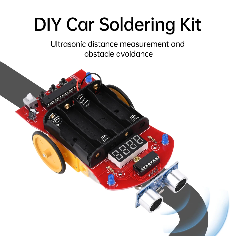 Ultrasonic Ranging Obstacle Avoidance Car DIY Welding Kit Microcontroller Intelligent Car Programming Electronic DIY Kit