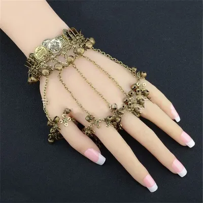 Chinese style tassel bell dance bracelet handmade retro coins five-fingered bells pure handmade