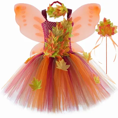 Feenkostüm für Mädchen, Wald, Wald, Herbst, Feen-Tutu, zum Anziehen, Ahornblätter, für Kinder, Image