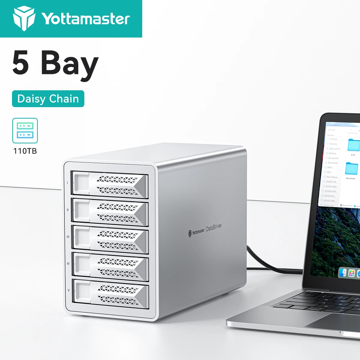Yottamaster 4/5 Bay SATA HDD SSD Gehäuse 2,5"/3,5" Zoll Festplatte Externes Gehäuse 10Gbps Typ C HD Haus für NAS Aufbewahrungsbox Image