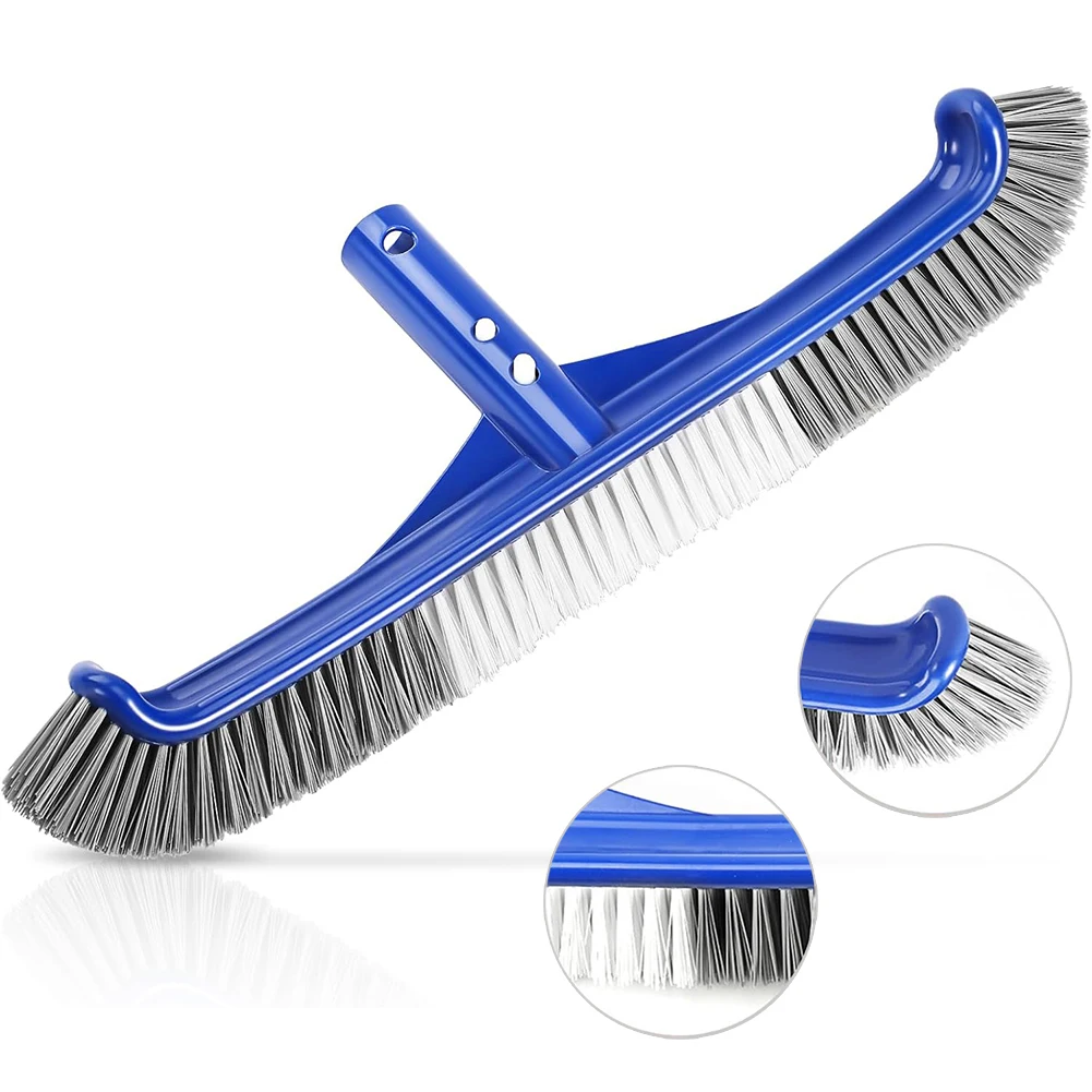 Tête de brosse de piscine, brosses de piscine de 17 pouces pour nettoyer les murs de piscine, brosse à récurer de piscine à extrémités incurvées à haute efficacité, brosse à poils en nylon