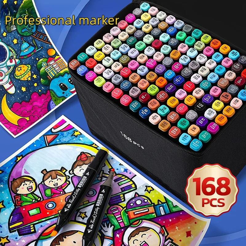 24–80 Farben doppelköpfiges öliges Kunstmarkierungsstift-Set zum Zeichnen, Skizzieren, ölige Marker auf Spitze basierend, Graffiti, Manga, Schule, Kunstbedarf Image