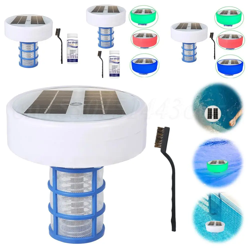 Solar-Pool-Ionisator aus Kupfer, Kupfer-Ionisierung, 85 % weniger Chlor, automatischer Poolreiniger, automatischer Schalter, RGB-Nachtlicht, bis zu 35000 Gal Image