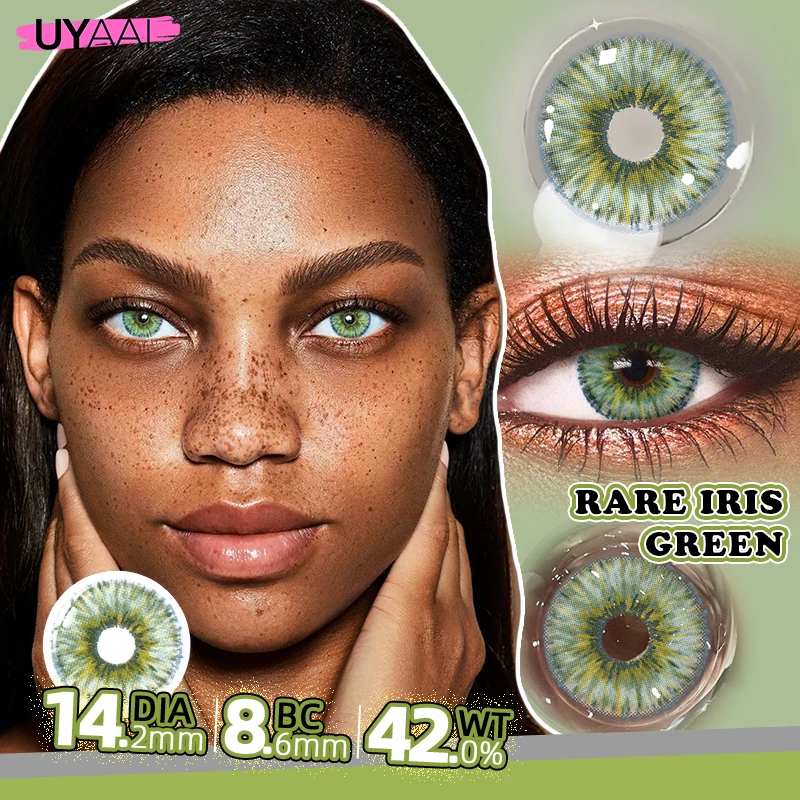 UYAAI Cosmetic Beauty Linsen, grüne farbige Kontaktlinsen für Augen, hochwertige blaue Augenlinse, natürliche graue Linsen, lila Linsen Image