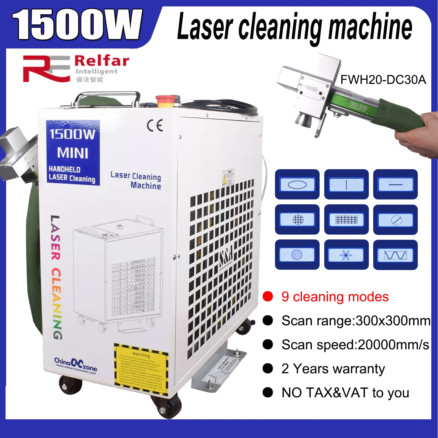 Laser-Rostentfernungsmaschine 1500 W Double Wobble Handfaserlaser-Reinigungsmaschine für Metalle mit Rostfarbe, Öl, Schmutzflecken Image