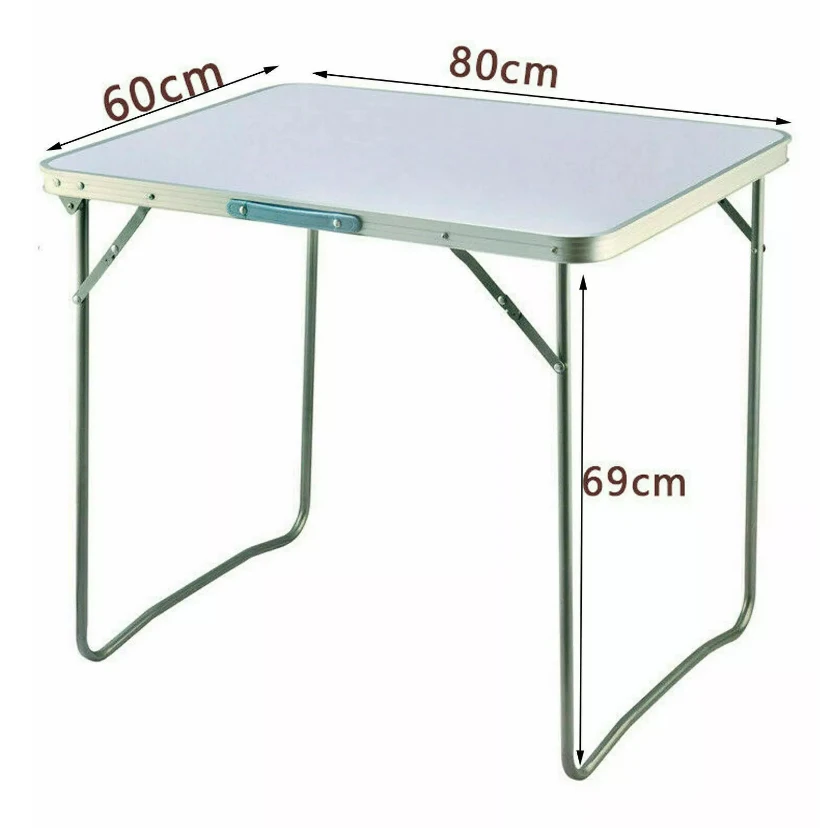 Klappbarer Campingtisch, tragbarer Picknicktisch aus Aluminium, kleiner Laptop-Schreibtisch, TV-Esstisch, Betttisch für das Heimbüro, 80 x 60 x 69 cm