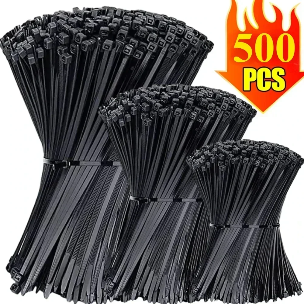 100/300/500 Stück, mehrere Spezifikationen, Kunststoffband, Kabelbinder, Breite 2,5/3,6/4,6 mm, selbstsichernder, flexibler Nylon-Kabelbinder Image