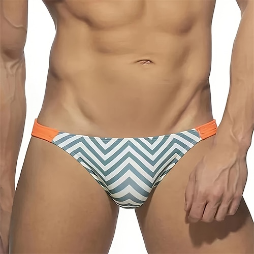 Herren Badeshorts Badehose Streifen Schnelltrocknend Bequem Atmungsaktiv Bademode Unterteile Surfen Strand Wassersport Sommer Image
