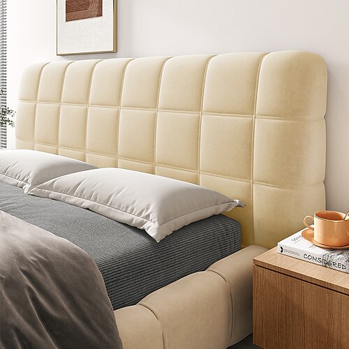 Vollumschließender Kopfteilbezug aus Kristallsamt mit Polsterung aus PP-Baumwolle, staubdicht Stoßfester Schonbezug für Kopfteil, Queen/King/Full, elastische Seiten passen auf verschiedene Kopfteile Image