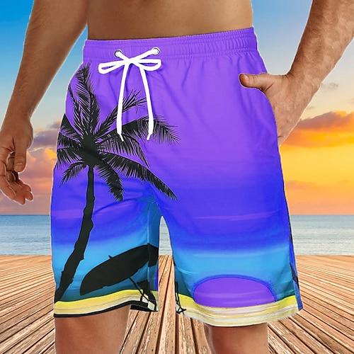 Herren Badehose Badeshorts Schnelltrocknend Atmungsaktiv Bademode Unterteile Schwimmen Surfen Strand Wassersport Tropisch Bedruckt Sommer Frühling