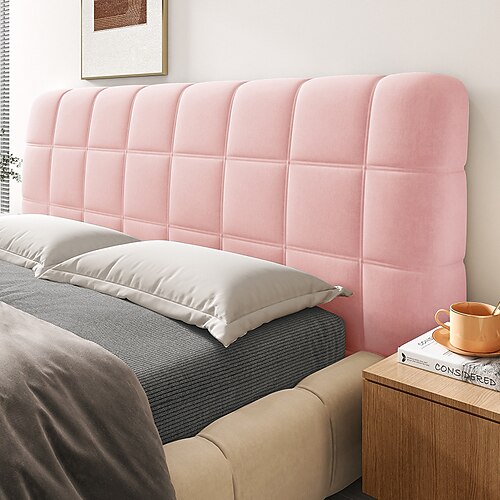 Vollumschließender Kopfteilbezug aus Kristallsamt mit Polsterung aus PP-Baumwolle, staubdicht Stoßfester Schonbezug für Kopfteil, Queen/King/Full, elastische Seiten passen auf verschiedene Kopfteile Image