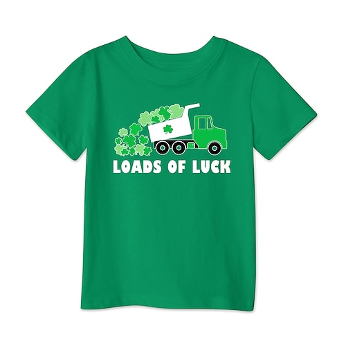 T-Shirt Cartoon Manga St. Patrick's Day 2026 Mode Lässig T-Shirt Ärmel Grafik für Jungen Mädchen Kinder Heißprägen für St. Patrick's Day Alltagstauglich Festival Image