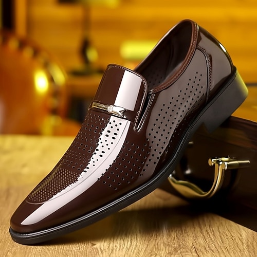 Herren Loafer Slip On Penny Loafers Klassische Loafer PU Leder Bequem Rutschfest Loafer Schwarz Kaffee Image