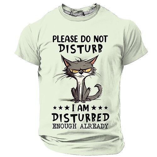 Herren Kurzarm Grumpy Cat Grafik T-Shirt Lustiger Bitte Stören Sie Nicht ich bin schon genug gestört Lebensstil Spruch Image