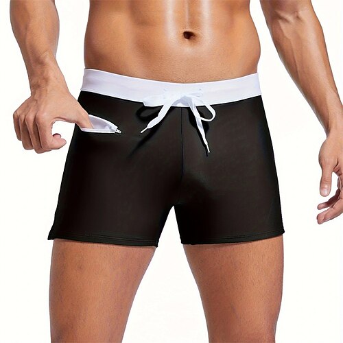 Herren Badeshorts Badehose Patchwork Kordelzug Schnelltrocknend Bequem Atmungsaktiv Bademode Unterteile Surfen Strand Wassersport Sommer Image