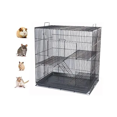 3-Level Foldable Ferret Glider Rats Animal Chew Free Metal Carrier Travel Cage Tight 3/8 Inch Wire
