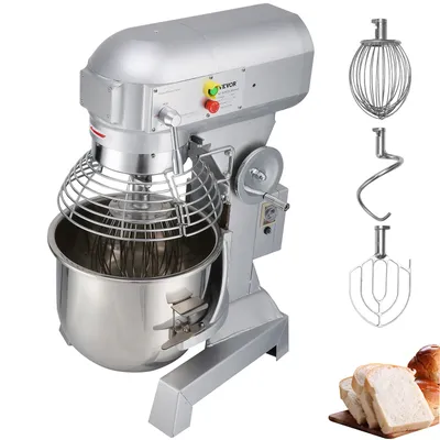 SucceBuy Commercial Food Mixer 10Qt 450W 3 Speeds Adjustable 110/178/390 RPM Heavy Duty Stainless Steel Whisk Beater Premium