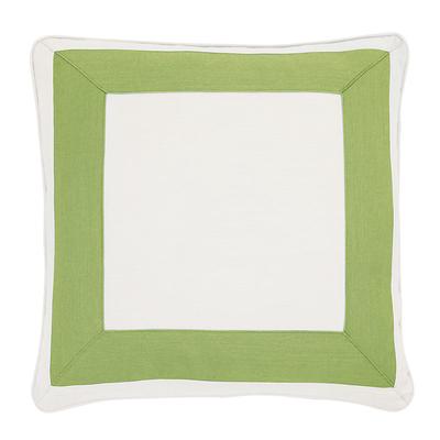 Bordered Sunbrella Outdoor Pillow Cover - Fawn/White 20