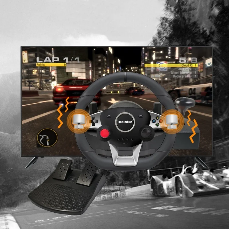 Aounion NS-9887 270° Racing/Driving Simulator Game Steering Wheel for PS3/ PS4/ Xbox One/ Xbox 360/ PC/ Nintendo Switch/ Android